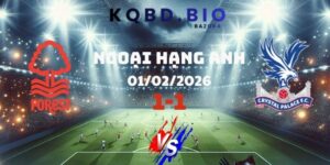 Kết Quả Nottingham Và Crystal Palace 01/02/2026 | 1 Thẻ Đỏ – KQBD