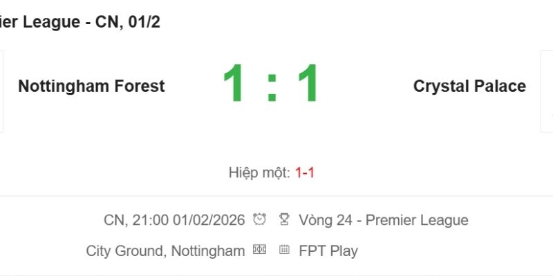 Tóm tắt trận đấu gói gọn tỷ số 1-1 và thẻ đỏ quyết định